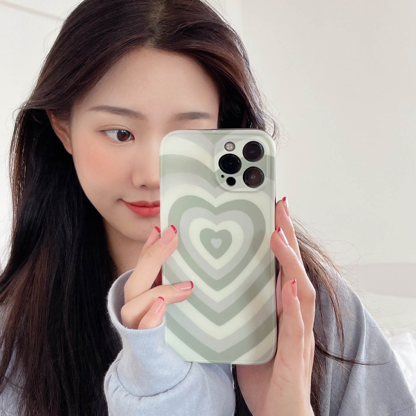 Coeurs d'amour vert matcha Coque et skin adhésive iPhone
