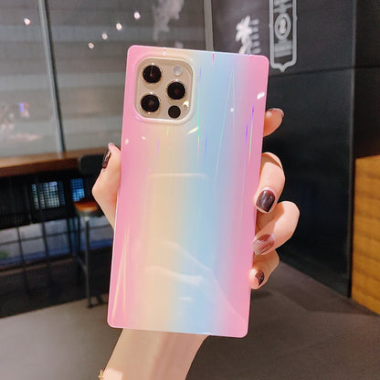 Laser Rainbow Square iPhone Case For iPhone 11 12 13 Series