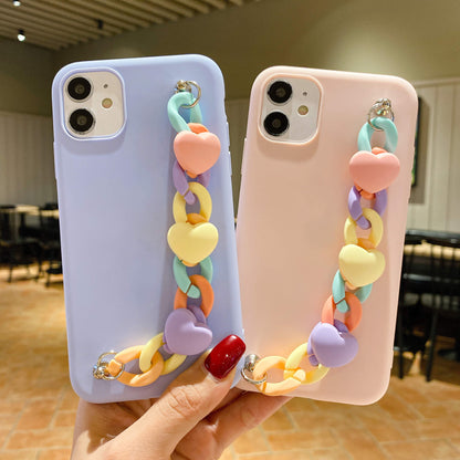 Colorful Love Heart-Shaped Chain Bracelet Soft iPhone Cases