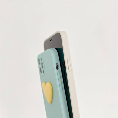 Color sólido Caja del teléfono Contraste de color 3D Amor Contraportada para iPhone