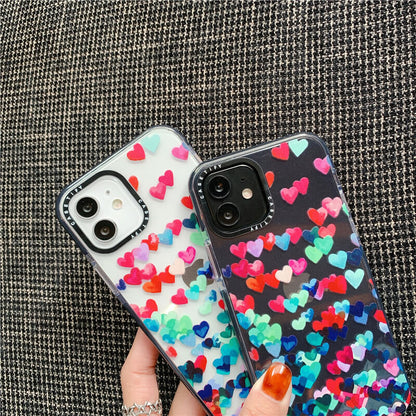 Gradient Love Heart Clear iPhone Case