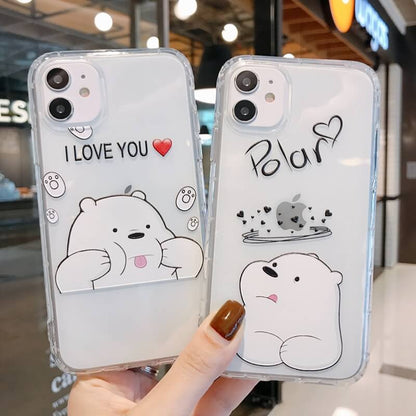 Cute Cartoon Couple Bear Je t'aime clair Coque et skin adhésive iPhone