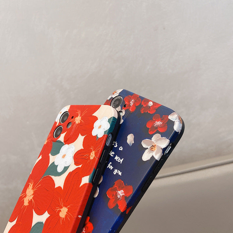 Coque iPhone et coque Airpods pour couple de fleurs romantiques peintes à l'huile rétro Coque Airpods Pro