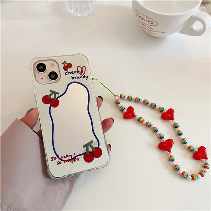 Mirror Painted Cherry Colorful Love Bracelet iPhone Case