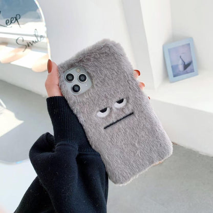 Cute Funny Expression Soft Plush iPhone Case