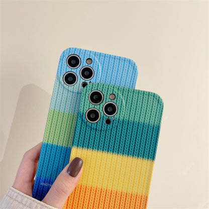 Colorful Gradient Couple Knitted Sweater Pattern Soft iPhone Case