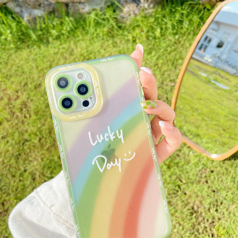 Vinilo o funda para iPhone Lucky Rainbow Soft Clear