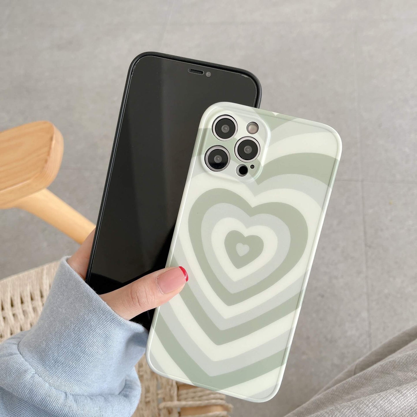 Matcha Green Love Hearts iPhone Case
