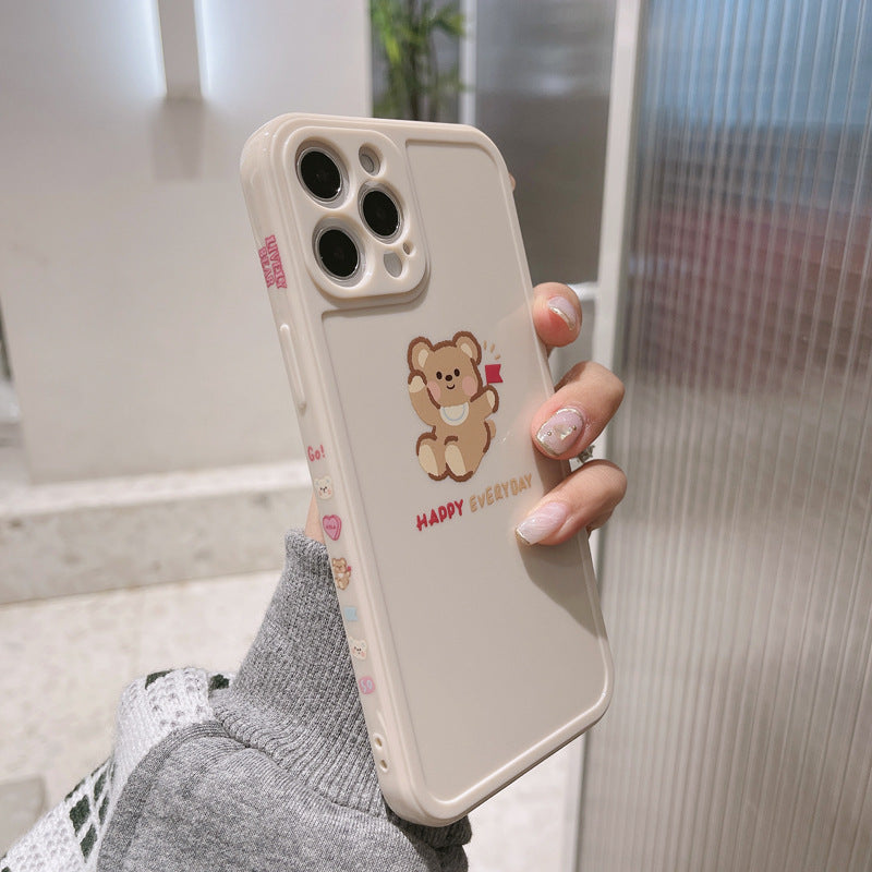 Lens Protection Side Cartoon Bear iPhone Case
