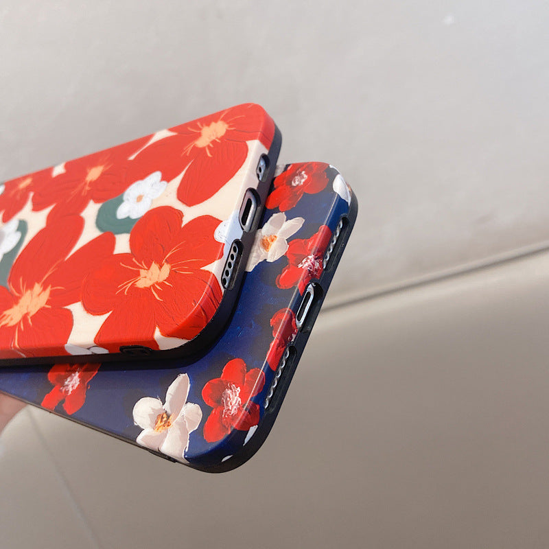 Estuche para iPhone y estuche para Airpods con flores románticas pintadas al óleo retro Estuche para Airpods Pro