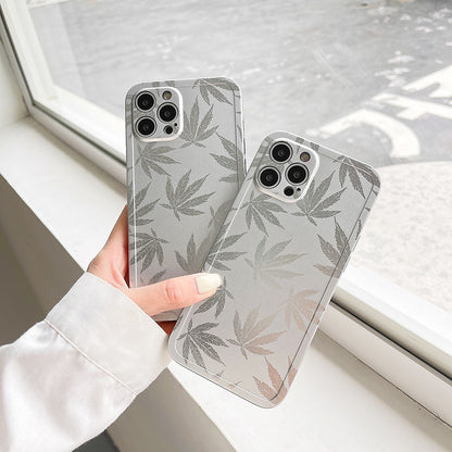 Fashion Trend Plaing Bronzing Maple Leaf iPhone Case