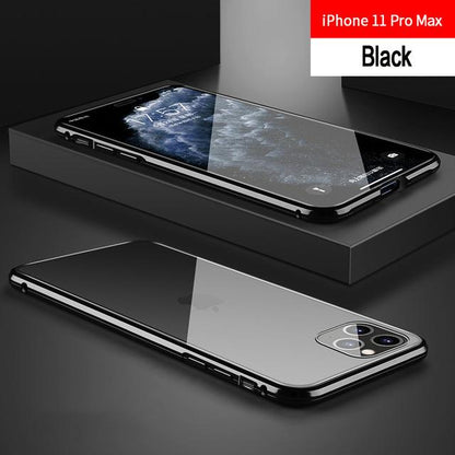 Anti Peeping Magnetic Double Side Tempered Glass iPhone Case