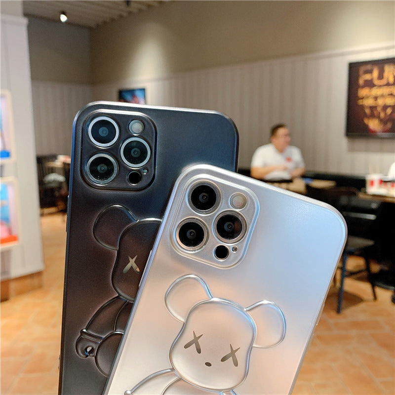 Cartoon 3D Bear Electroplating Soft iPhone Case