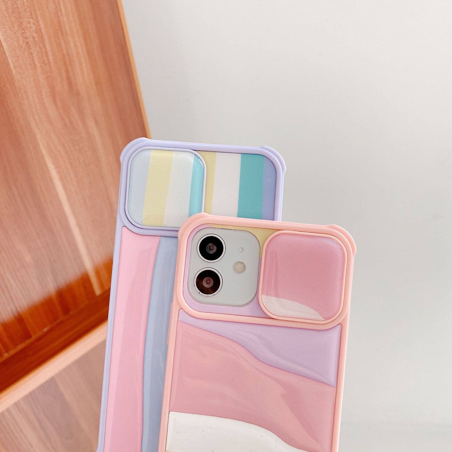 Funda para iPhone Creativity Rainbow Sliding lens Protect Soft Anti-fall