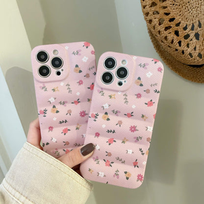 Creative Pink Floral Down Jacket Protective iPhone Case