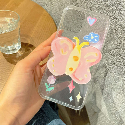 Painting Butterfly Bracket Transparent iPhone Case