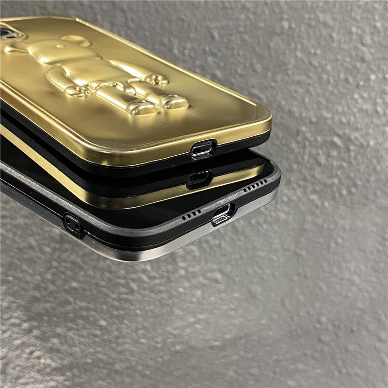 Metallic Color 3D Bear Electroplate iPhone Case