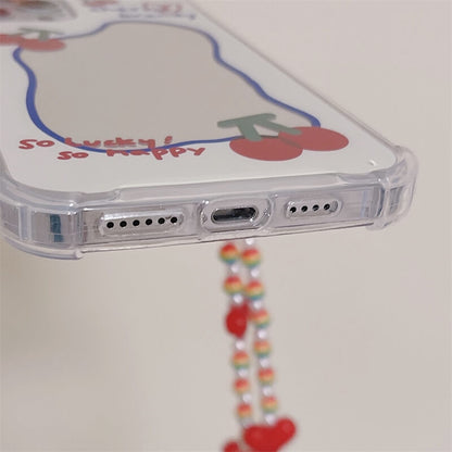 Vinilo o funda para iPhone Espejo pintado cereza colorida pulsera de amor