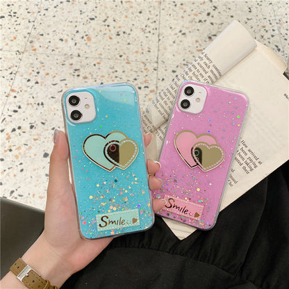 Plating Love Heart Glitter Clear iPhone Case Back Cover