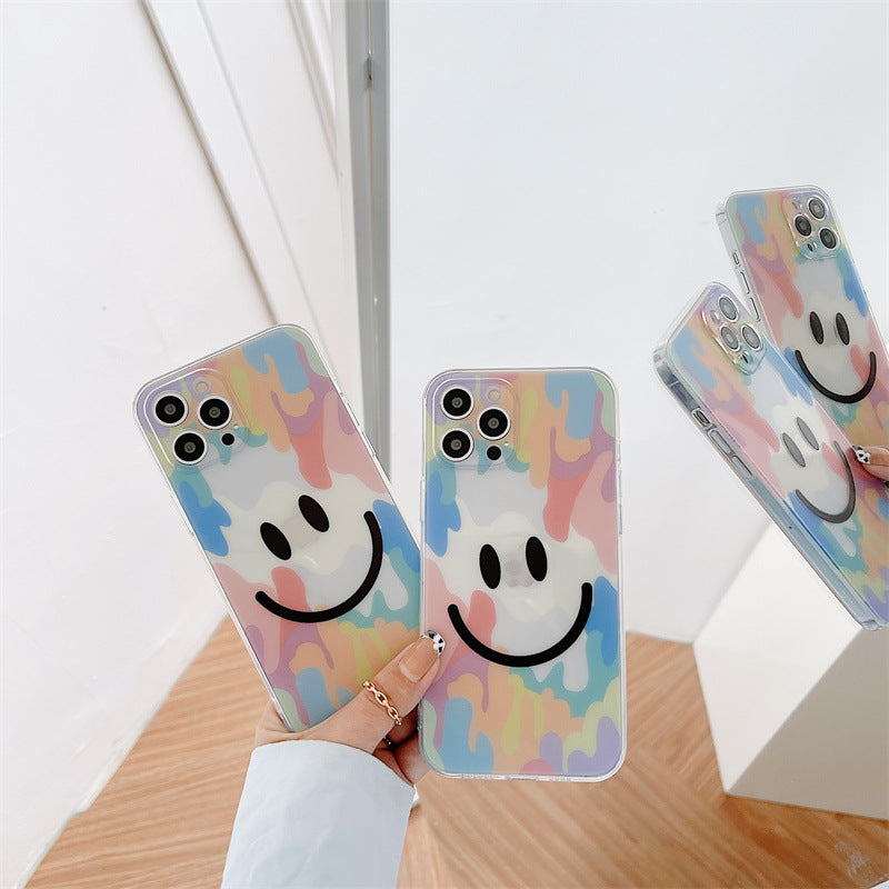 Melted Rainbow Smile Face Clear iPhone Case