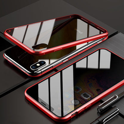 Estuche para iPhone magnético de vidrio de doble cara antimiradas