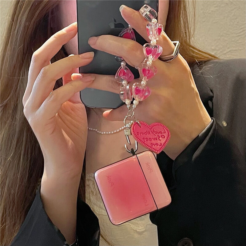 Colorful Gradient Love Heart Clear Bracelet AirPods Case AirPods Pro Case for Apple AirPods