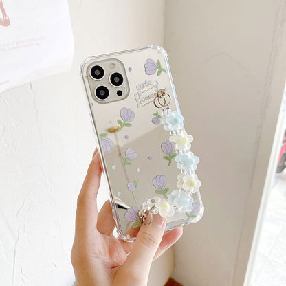 Vinilo o funda para iPhone Pulsera de flores pintadas con espejo
