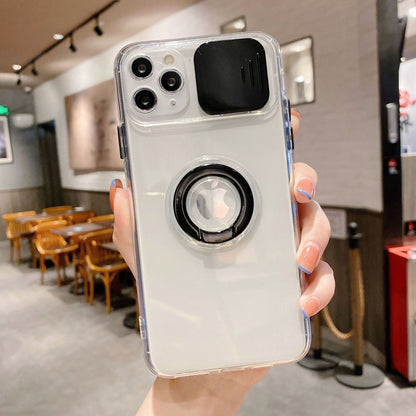 Transparent Sliding Lens Ring Bracket iPhone Case