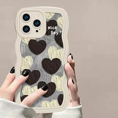 Love Heart Wave Frame Silicone Shockproof Soft Compatible with iPhone Case