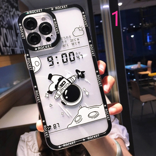 Cartoon Transparent Astronaut Compatible with iPhone Case