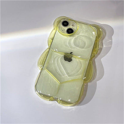 Lindo oso 3D transparente compatible con iPhone Case