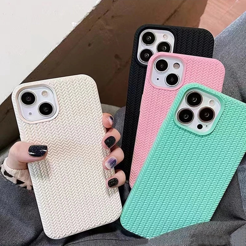 Candy Solid Color Weave Pattern Compatible with iPhone Case