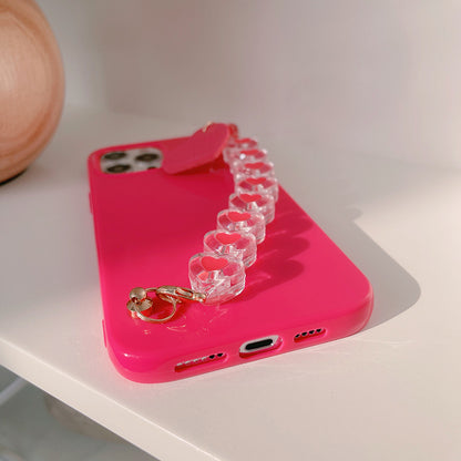 Simplicity Solid Color Love Heart Bracelet iPhone Case