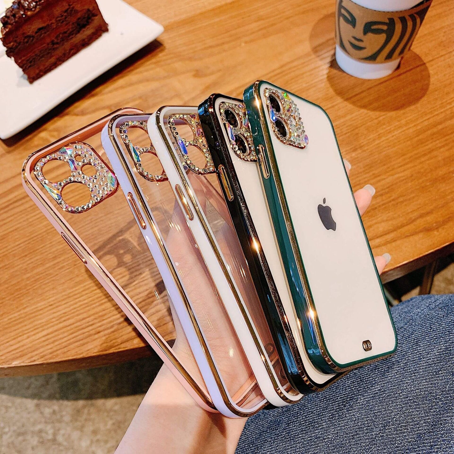 Luxurious Rhinestone Lens Protect Clear iPhone Case