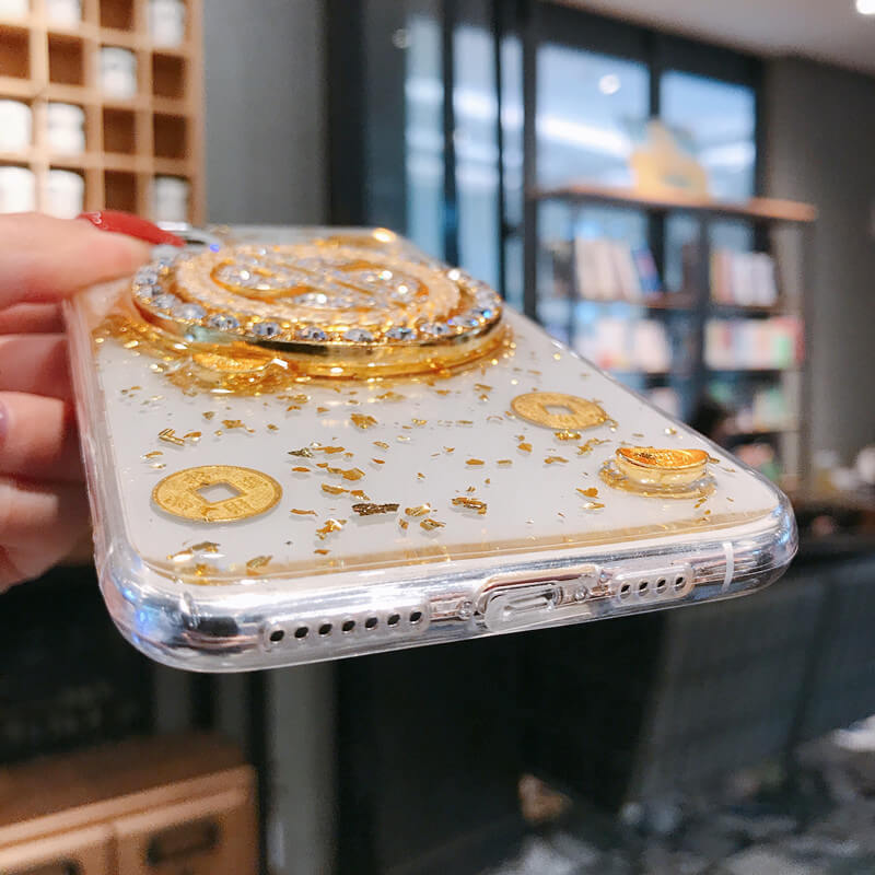 Shiny Clear Dollar Turntable iPhone Case