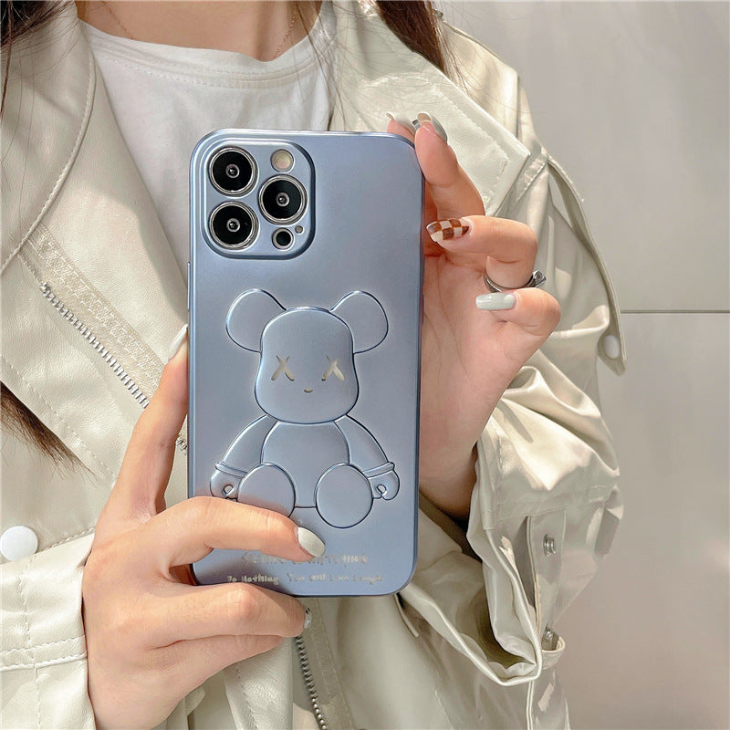 Cartoon 3D Bear Electroplating Soft iPhone Case