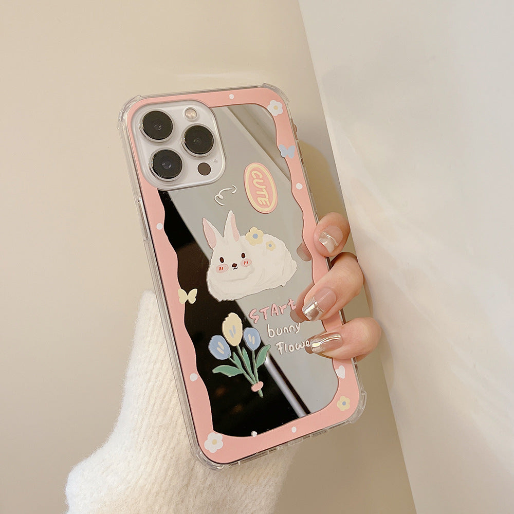 Vinilo o funda para iPhone Comics Cartoon Mirror Painted Rabbit Buuny Flowers