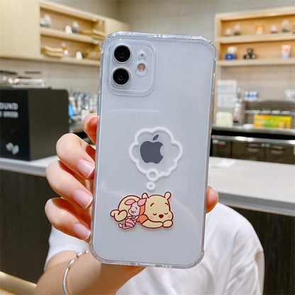 Side Cartoon Couple Bear Pooh Clear iPhone Case