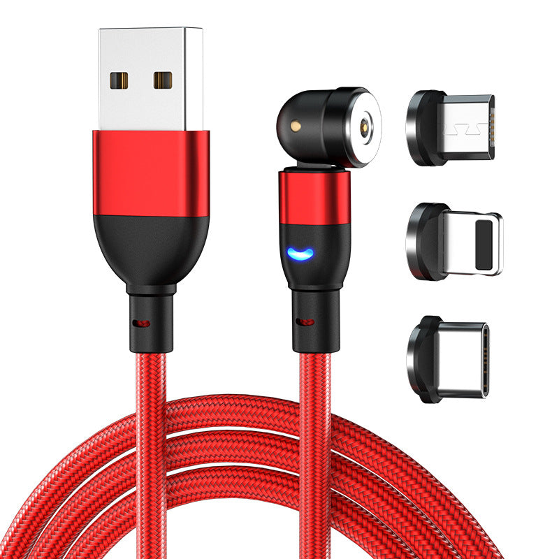 3 in 1 540 Degree Bend Round Magnetic Charging Cable Type-C For Apple Android