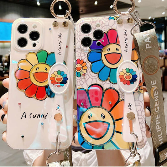 Vinilo o funda para iPhone suave con pulsera de flor de sol colorida creativa