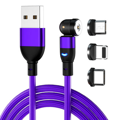 3 in 1 540 Degree Bend Round Magnetic Charging Cable Type-C For Apple Android