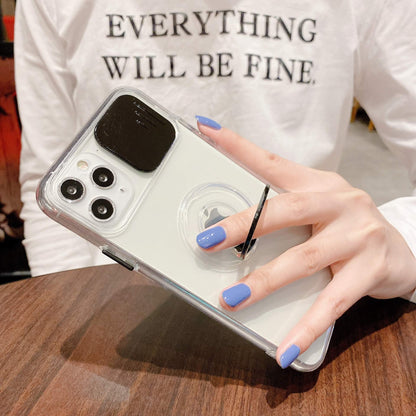Vinilo o funda para iPhone Soporte de anillo de lente deslizante transparente