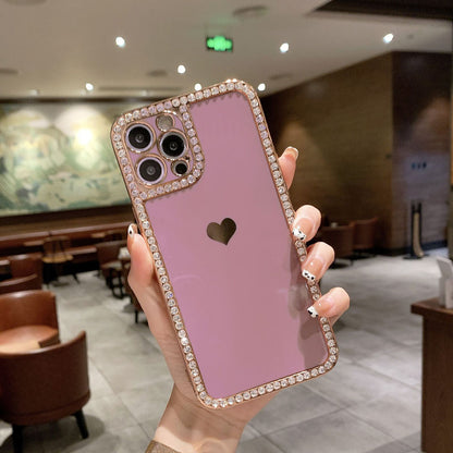 Placage luxueux Love Heart Bling Strass Coque et skin iPhone