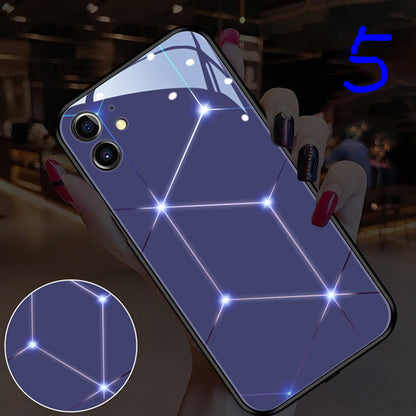 Fashion Gradient Starry Sky Light Up Remind Incoming Call Temne Capered Glass iPhone Case