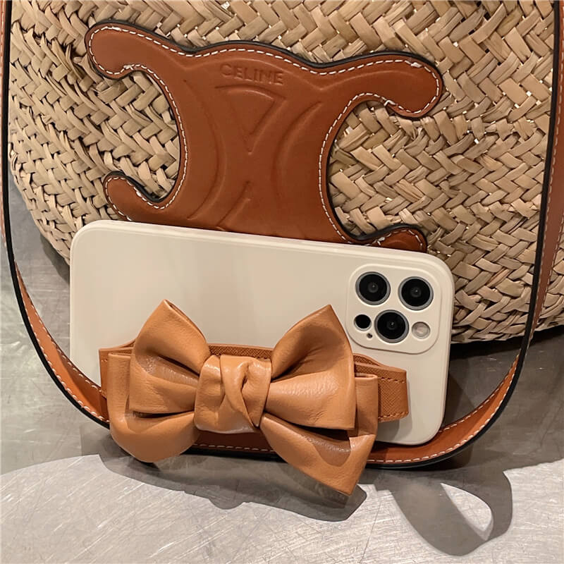 Leather Bow Wristband Silicone iPhone Case