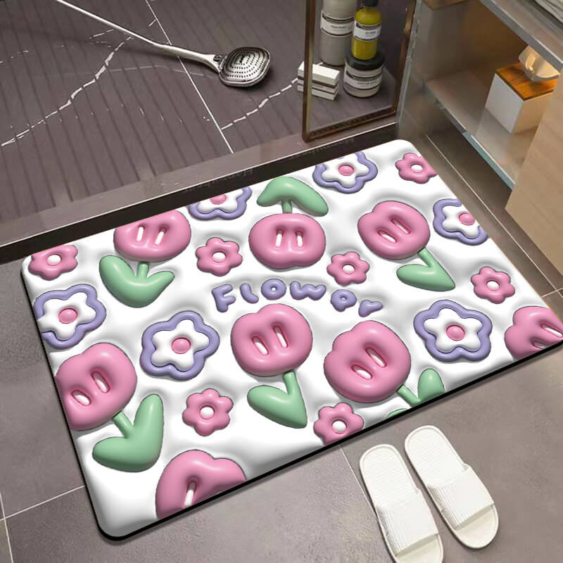 Alfombrilla de baño absorbente de barro de diatomeas suave Floral alfombrillas de baño alfombra antideslizante alfombra de baño