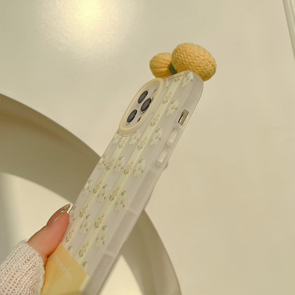 Vinilo o funda para iPhone Corbata de lazo 3D de flores color crema pintadas