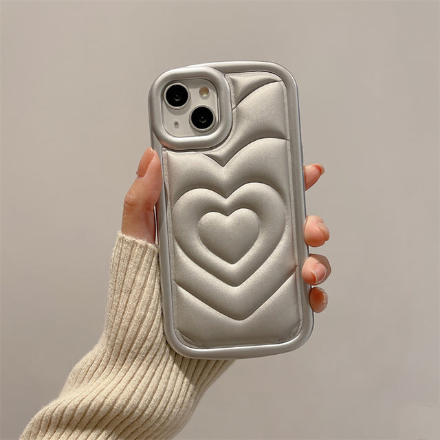 Cute 3D Love Heart Shockproof Soft Silicone Compatible with iPhone Case