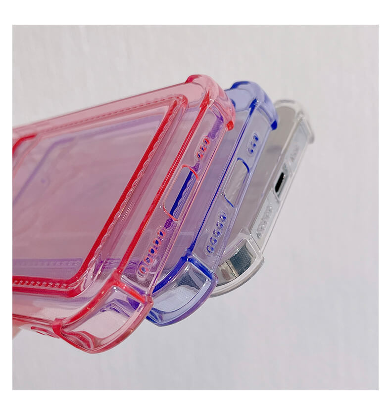 Transparent Colorful Anti-fall With Card Slot Clear iPhone Case