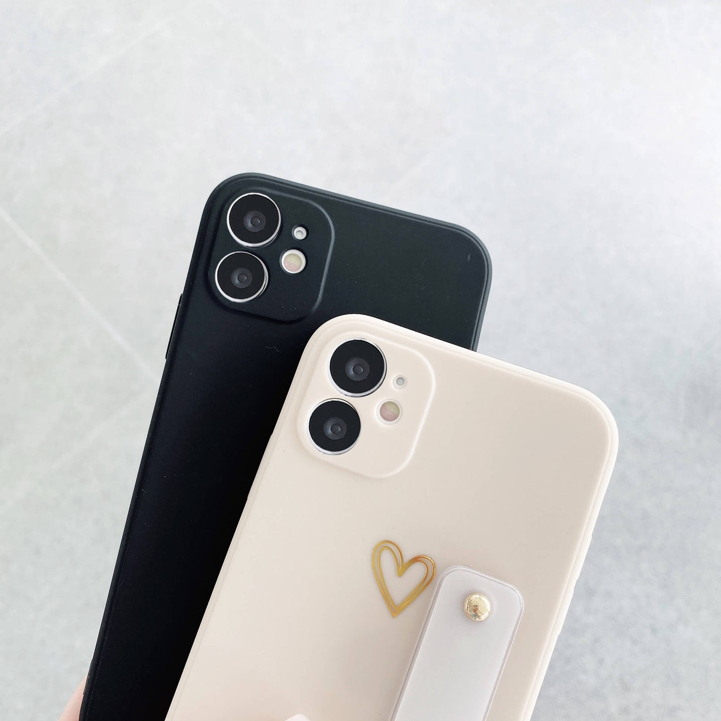 Couple de couleur unie Brozing Love Heart Wrisband Coque et skin adhésive iPhone